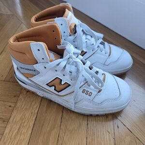 New Balance 650 White and Orange Sneakers